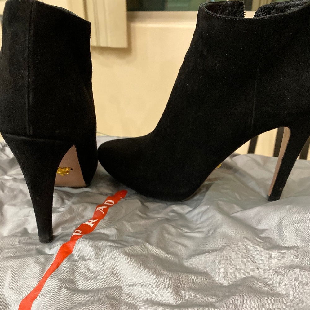 PRADA Soft Suede Platform Bootie